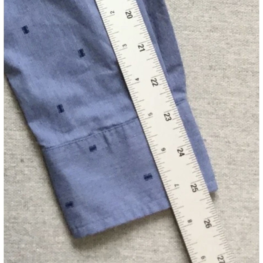 Chaps Button Down Shirt Mens M Blue Stretch Easy Care Geometric Long Sleeve - Picture 8 of 11